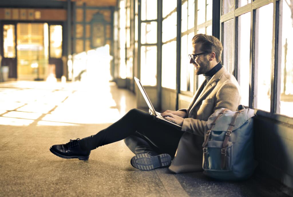 a man with a laptop